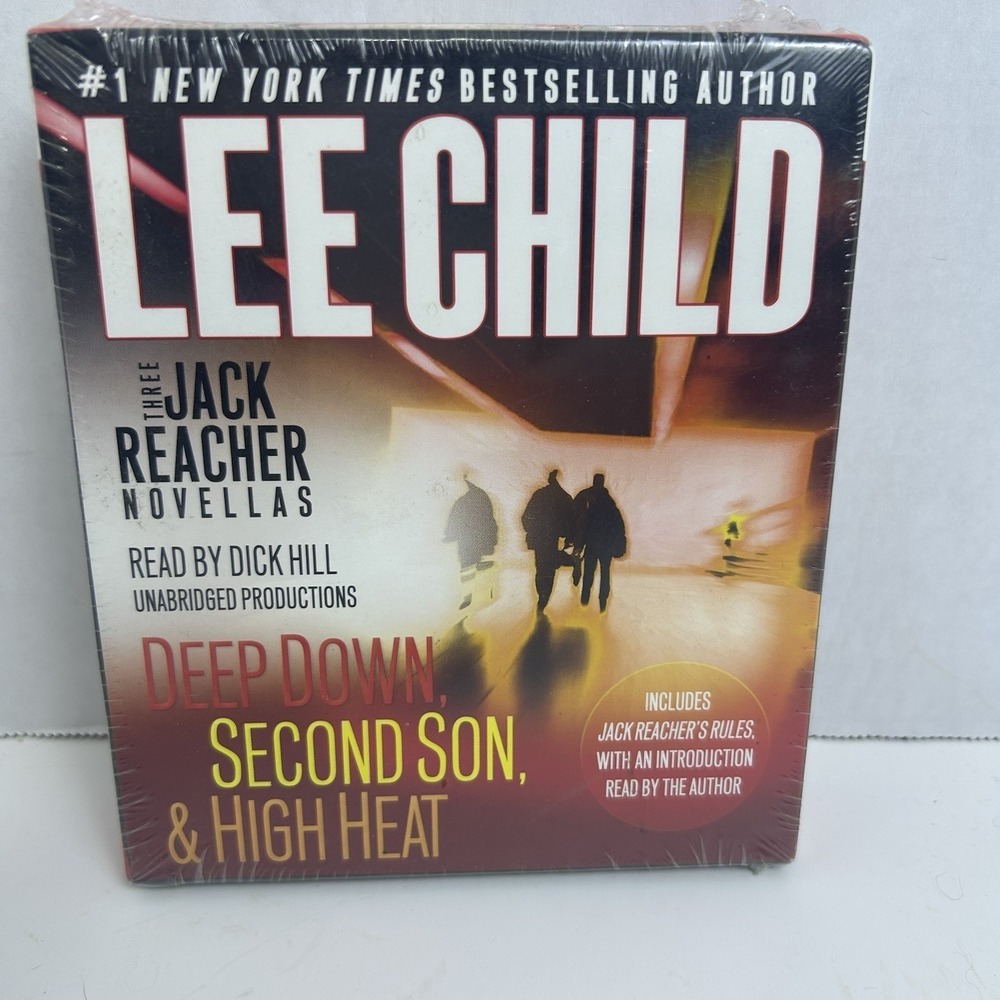 Lee Child Jack Reacher 3 Novellas Deep Down, Second Son, & High Heat 6 Audio CDs